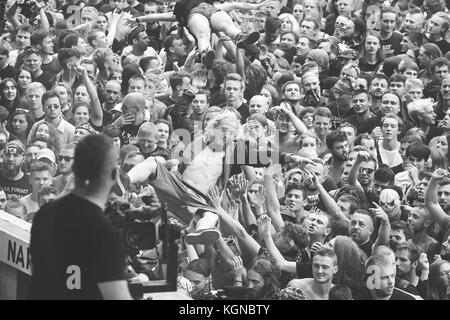 Kostrzyn, Polen - 05. August 2017: Menschen Spaß an einem Konzert während der 23 Woodstock Festival in Polen. Stockfoto