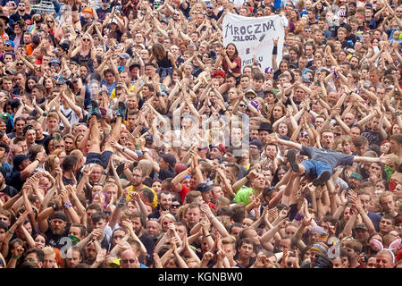 Kostrzyn, Polen - 05. August 2017: Menschen Spaß an einem Konzert während der 23 Woodstock Festival in Polen. Stockfoto