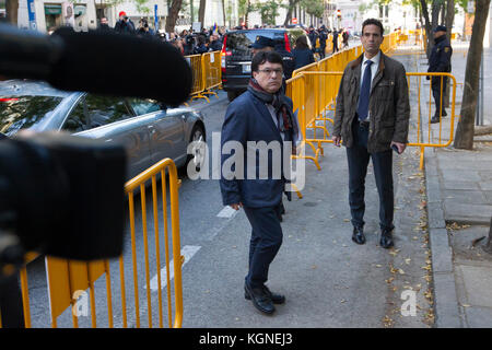 Madrid, Spanien. November 2017. Joan Josep Nuet trifft am Donnerstag, den 9. November 2017, am Obersten Gerichtshof Spaniens in Madrid ein. Quelle: Gtres Información más Comuniación online, S.L./Alamy Live News Stockfoto