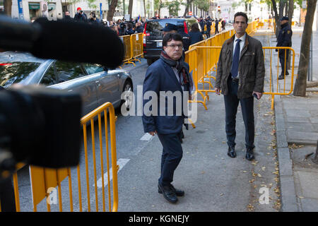 Madrid, Spanien. November 2017. Joan Josep Nuet trifft am Donnerstag, den 9. November 2017, am Obersten Gerichtshof Spaniens in Madrid ein. Quelle: Gtres Información más Comuniación online, S.L./Alamy Live News Stockfoto