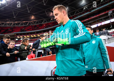 Torwart Marc-Andre ter Stegen kommt ins Stadion GES/ Fussball/ Freundschaftsspiel: England - Deutschland, 10.11.2017 Fußball/Fußball: Freundschaftsspiel: England gegen Deutschland, London, 10. November 2017 |Nutzung weltweit Stockfoto