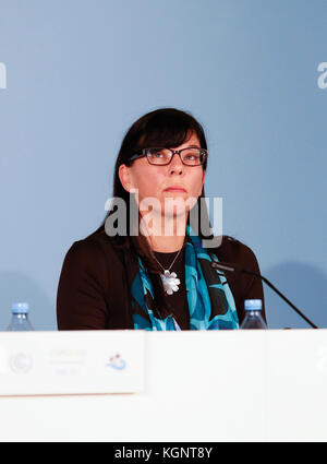 Bonn, Deutschland. 10 Nov, 2017. Andrea reimer Auf der COP 23 Fidschi Konferenz in Bonn am 10. November 2017. COP 23 Wenn der UN-Rahmenkonvention zum Klimawandel organisiert. Fidschi Präsidentschaft hält über dieses Treffen in Bonn. Credit: dominika zarzycka/alamy leben Nachrichten Stockfoto