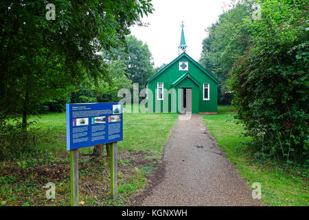 Die Mission Church, ein Blechtabernakel der 'Tin Church', wurde aus Bringsty Common im Avoncroft Museum of Buildings, Worcestershire, England, Großbritannien verlegt Stockfoto