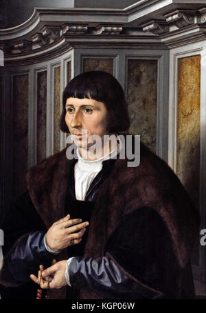 Mann mit einem Rosenkranz 1525-30 Jan Gossaert (Jean Gossart) 1478 - 1532 Maler aus den Niederlanden (Jan Mabuse) Belgien belgische Niederländische Niederlande Stockfoto