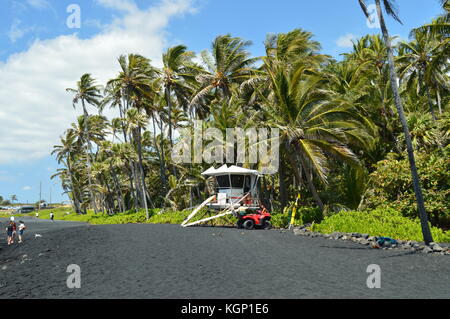 Black Sand Beach in Hawaii Stockfoto