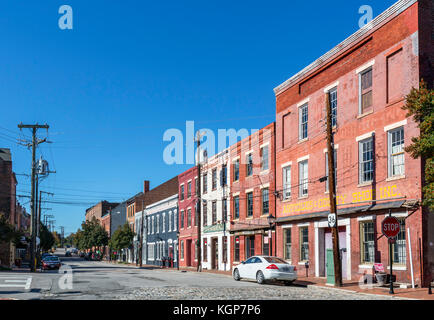 Petersburg, Virginia, USA. Historische Gebäude auf E Old Street in der Innenstadt von Petersburg, Website des Amerikanischen Bürgerkriegs Belagerung. Stockfoto