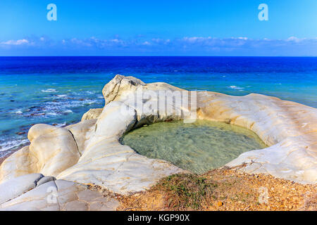 Detail der Felsen am Strand von Eraclea Minoa (Agrigento, Italien) Stockfoto