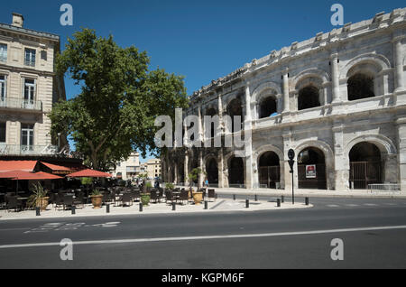 Blick auf die Arena Nimes, Frankreich Stockfoto