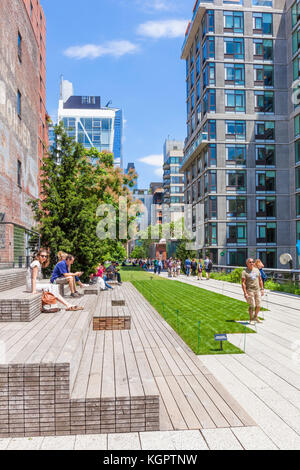 New York USA New York die High Line New York städtischen Park von einem verlassenen erhöhten Schiene Linie in Chelsea, Manhattan New York City HIGHLINE gebildet Stockfoto