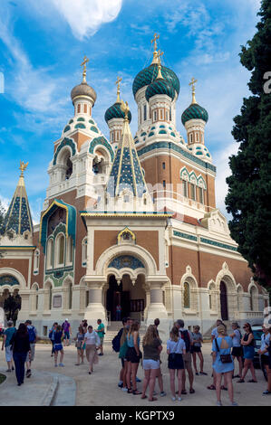 Europa. Frankreich. Alpes-Maritimes (06) Nice. Die russisch-orthodoxe Kathedrale Saint Nicolas (1912 eröffnet). Stockfoto