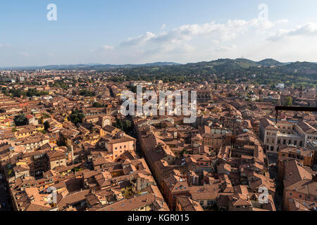 Stadt Bologna auf vom Asinelli Turm, Bologna Stadt leben. Italien Stockfoto