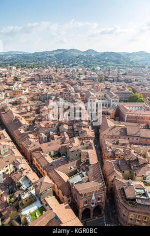 Stadt Bologna auf vom Asinelli Turm, Bologna Stadt leben. Italien Stockfoto