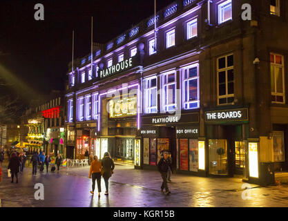 Das Edinburgh Playhouse Theatre in der Nacht im Greenside Place, Edinburgh, Schottland. Stockfoto