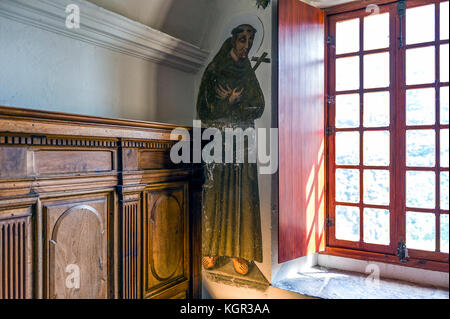 Frankreich. Alpes-Maritimes (06). Saorge. Dorf Mercantour. Franziskanerkloster von Saorge. Fresko Stockfoto