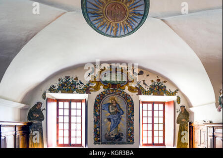 Frankreich. Alpes-Maritimes (06). Saorge. Dorf Mercantour. Franziskanerkloster von Saorge. Fresko Stockfoto