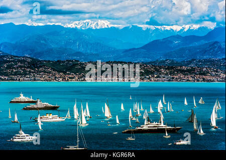 Alpes-Maritimes (06), Antibes. Les Voiles d'Antibes. Trophée Paneira. Une Sélection des plus beaux Yachten d'époque // Frankreich. Alpes-Maritimes (06), Eine Stockfoto