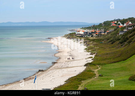 Blick über Rageleje Strand Strand, der mit der schwedischen Küste in der Ferne, Rageleje, Kattegat Coast, Neuseeland, Dänemark, Europa Stockfoto