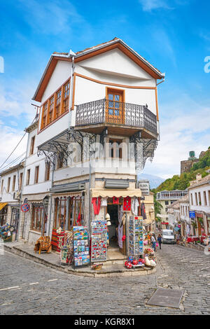 Altstadt in Gjirokaster, UNESCO-Weltkulturerbe, Albanien Stockfoto