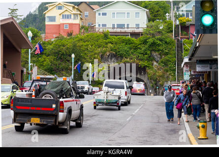 Tunnel Eingang auf der Front Street in Ketchikan, Alaska. Stockfoto