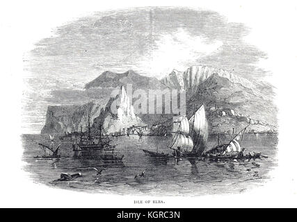 Isle of Elba, Stich aus dem 19. Jahrhundert Stockfoto