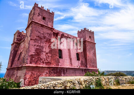 Der hl. Agatha Roter Turm in Mellieha Bay, maltabuil Stockfoto