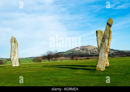 Lundin Links stehende Steine. fife Schottland Stockfoto