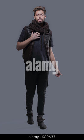 Studio Bild eines Jungen und gutaussehenden Mann isoliert Posing Stockfoto