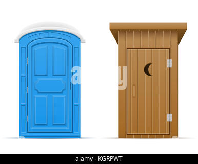 Bio- und Holz- Outdoor wc Vector Illustration vektor Illustration auf weißem Hintergrund Stockfoto