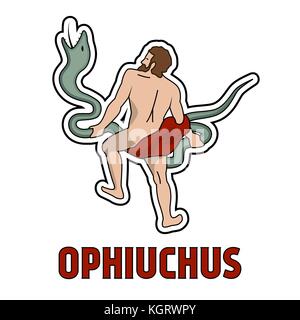 Abbildung: dreizehn Sternbild Schlangenträger auf weißem Hintergrund. astrologischen Zeichen Thema. Stock Vektor