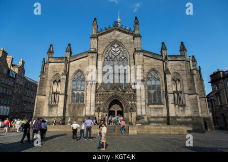 Edinburgh - Schottland, 26. Mai 2017 - St. Giles Kathedrale, Kirche, Statue des fünften Herzog von buccleuch. st. Giles ist der Schutzpatron von Edin Stockfoto