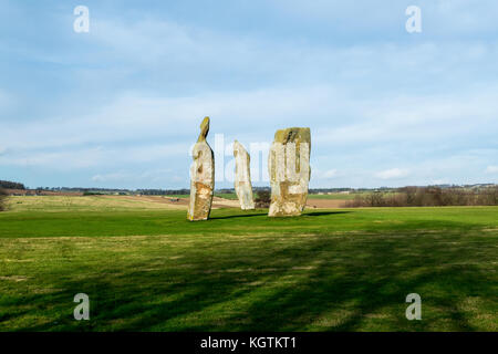 Lundin Links stehende Steine. fife Schottland Stockfoto