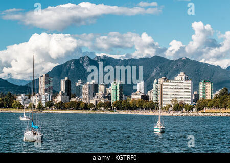 Foto der English Bay Blick von Kitsilano Beach in Vancouver, Kanada Stockfoto