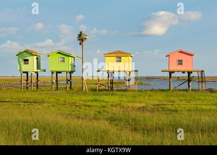 Texas, Galveston Island, Häuser auf Stelzen Stockfoto