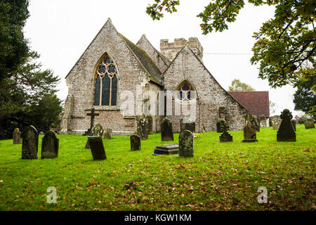 Szenen Aus Dem Crowhurst Village. Kirche. Eibenbaum. Station. Eichen. Ein wunderschönes Dorf in East Sussex mit vielen Tieren Stockfoto