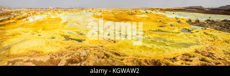 Hydrothermale Feld am Dallol Vulkan in der danakil Depression. Bei 48 Meter unter dem Meeresspiegel, Dallol ist der Erde niedrigsten land Vulkan. Äthiopien Stockfoto