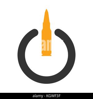 Shutdown symbol Zeichen, ein Bullet in Symbol Ausschalten für anti Konflikt Konzept, Vektor ein futuristisches Design. Stock Vektor