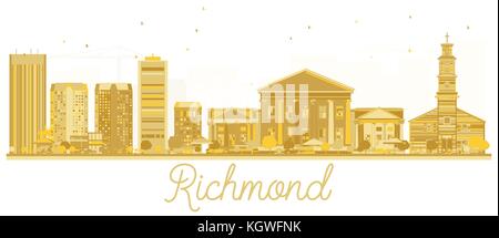 Richmond City Skyline golden Silhouette. Vector Illustration. Business Travel Concept. Richmond Stadtbild mit Sehenswürdigkeiten. Stock Vektor