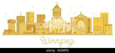 Winnipeg Kanada Skyline der Stadt goldene Silhouette. Vector Illustration. Business Travel Concept. Stadtbild mit Sehenswürdigkeiten. Stock Vektor