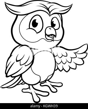 Cartoon Owl Charakter Stock Vektor