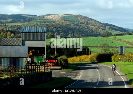 Die B4368Straße zwischen Clun und Craven arme, kleine Brampton, Shropshire, England, Großbritannien Stockfoto