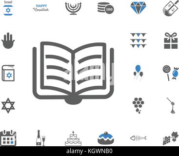 Jüdische Buchsymbol. jüdische Feiertag hanukkah Symbole gesetzt. Vector Illustration Stock Vektor