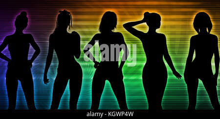 Reihe von tanzende Menschen in Disco Clubbing Stockfoto
