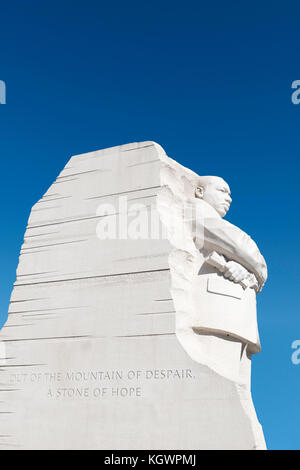 Der Stein der Hoffnung, eine Statue von Martin Luther King auf dem Martin Luther King, Jr. Memorial, Washington DC, USA Stockfoto