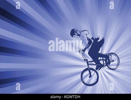 Bmx-Radfahrer auf der Abstract background-Vektor Stock Vektor