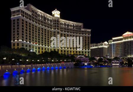 LAS VEGAS, USA - 5. August: Nachtansicht der berühmten Bellagio Hotel in Las Vegas, Caesars Palace, am 5. August 2012 Stockfoto