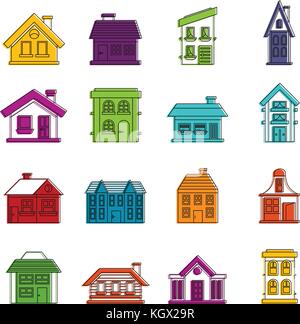 Haus Symbole doodle einrichten Stock Vektor