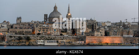 La Valletta, Malta - vom 2. November 2017: Panoramablick auf die Hauptstadt Valletta Malta Stockfoto