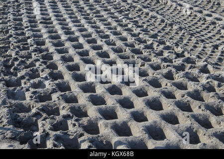 Gestopft Sand auf dem Pad für den künftigen Bau Stockfoto