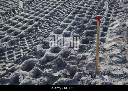 Gestopft Sand auf dem Pad für den künftigen Bau Stockfoto