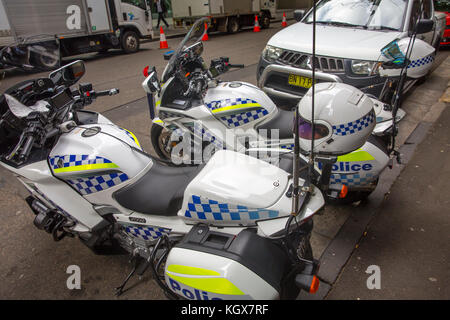 New South Wales Polizei Motorräder in die Innenstadt von Sydney, Australien Stockfoto